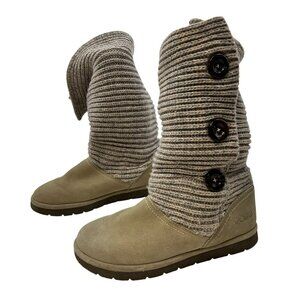 Sporto Women’s Claire Knit Boots Leather Beige/Multi Size 9 Buttons